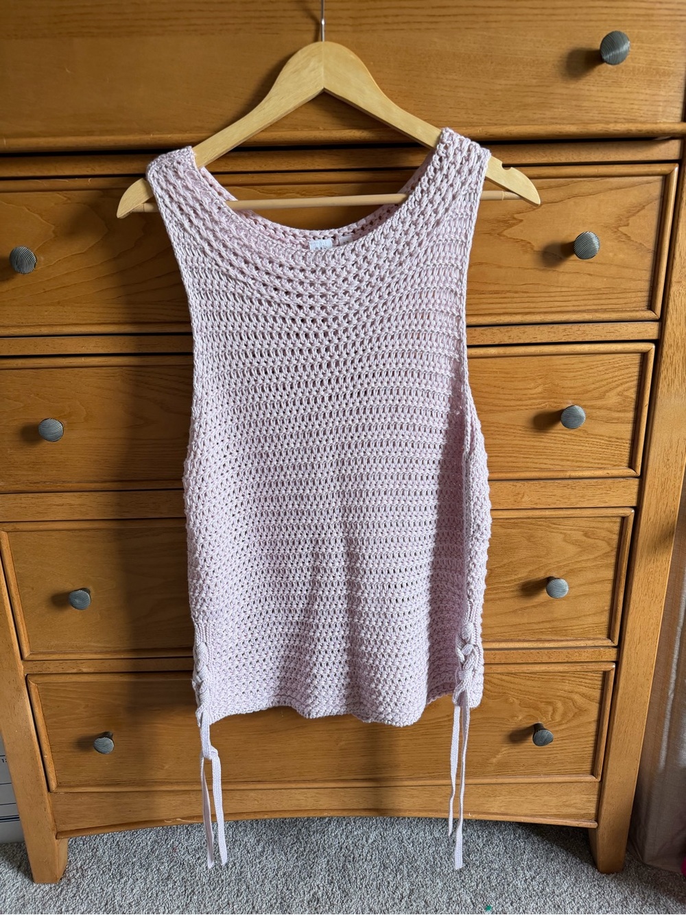 NWOT Gap Crochet Lace Up Side Sleeveless Open Weave Chunky Knit Top Womens Sz XL